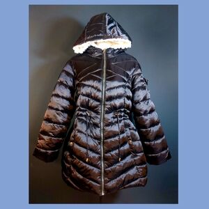 Jessica Simpson Faux Fur Lined Black Puffer Coat 1X NWT